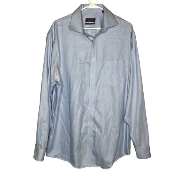 Tasso Elba Non-Iron Blue Dress Shirt size Large 100% cotton - Picture 1 of 4
